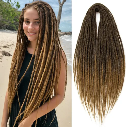 Miniatura 2 de 20 hebras de 24 pulgadas, extensiones de rastas color burdeos, rastas de cabello de ganchillo para mujer, hechas a mano, suaves, trenzas de cabello