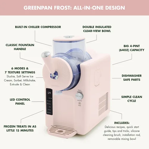 Miniatura 5 de GreenPan Máquina para hacer helados y granizados, suave, sorbete, margaritas, batidos, yogur congelado, sin precongelación, listo en 15 minutos, 6