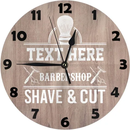 Miniatura 11 de Reloj de pared personalizado para peluquería, reloj de pared personalizado con texto sin tictac, silencioso, silla de peluquería personalizada de 10