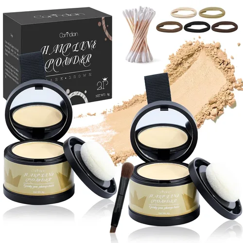 Miniatura 14 de Paquete de 2 polvos de línea capilar para mujeres y hombres, se utiliza para retoques de raíces, color de cabello, adelgazamiento y cobertura