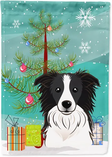 Miniatura 91 de Caroline's Treasures BB1622CHF - Bandera de casa Shih Tzu con árbol de Navidad y gris plateado para porche, grande, para colgar en la pared