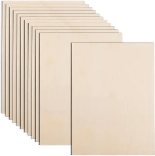 Miniatura 11 de Paquete de 12 hojas de tilo para manualidades - 30,5 x 30,5 x 3 mm - Hojas de madera contrachapada de 3 mm de espesor con superficies lisas - Tablas