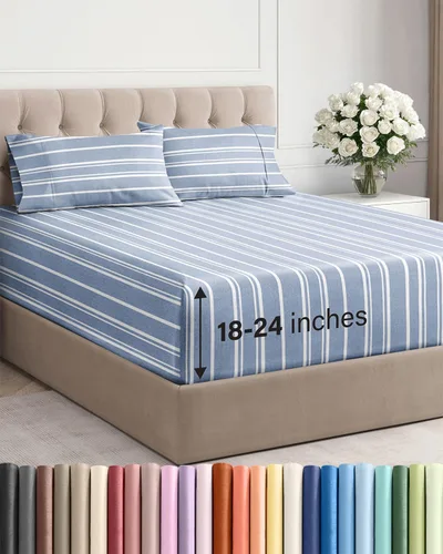 Miniatura 90 de Sábanas King divididas con bolsillos extra profundos, sábanas transpirables y refrescantes de 5 piezas, sábanas de lujo para hotel, suaves, sin 22