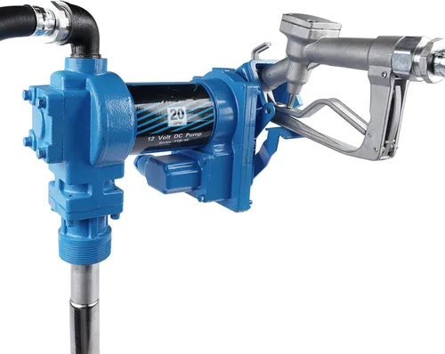 Miniatura 2 de Bomba de transferencia de combustible de 20 GPM 12V azul con fusible de 50A, manguera de descarga y boquilla manual para transferencia de gasolina