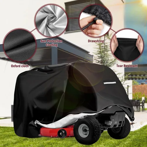 Miniatura 3 de Cubierta para cortacésped de montar - Cubierta para tractor cortacésped de exterior impermeable resistente 420D anti-UV, ajuste universal, cubiertas