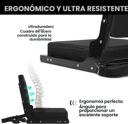 Miniatura 4 de Jauntis Asientos de estadio para gradas, asientos para gradas con respaldo y cojín de espuma ultra acolchados y cómodos, sillas de estadio Negro