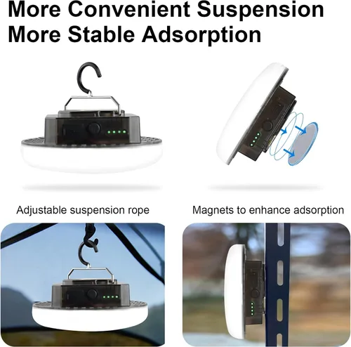 Miniatura 5 de IODOO Luz de campamento recargable de 10000 mAh 4000LM con sensor de movimiento y radar, tiempo de espera de 72 horas, linterna de campamento