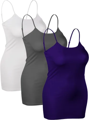 Miniatura 79 de Emmalise Camisola larga casual básica para mujer, con tirantes ajustables, top en capas