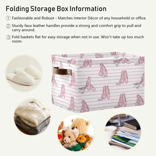 Miniatura 5 de Cesta Contenedor de Almacenamiento para Zapatos de Ballet, Caja de Almacenamiento Cúbica Grande de Lona Plegable Organizadora para Armario