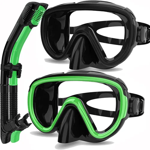 Juego de 2 máscaras de esnórquel seco para adultos, máscara de buceo, gafas de natación, máscara de buceo, cubierta de nariz, buceo gratis