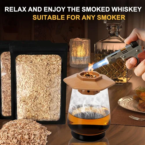 Miniatura 3 de Chips de madera para ahumar con sabores de nogal americano (hickory), chips de ahumador de cóctel para whisky, pistola de ahumar, 5.29 oz/bolsa