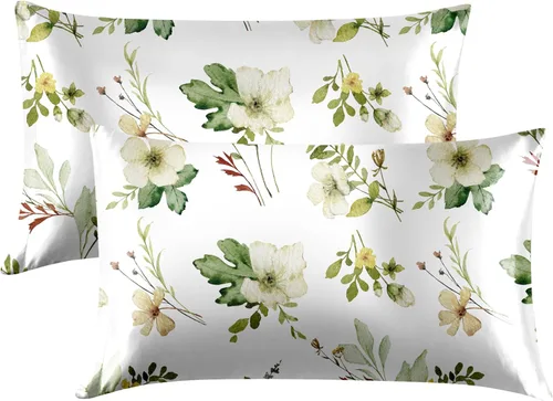 Miniatura 67 de EXQ Home - Funda de almohada de satén para cuidar el cabello y la piel, tamaño estándar, de seda con estampado negro, juego de 2 fundas con cierre