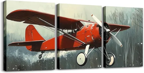 Miniatura 39 de jejeloiu Lienzo retro de 3 piezas de arte de pared para sala de estar, dormitorio, 38 x 19 pulgadas, bandera estadounidense, decoración de pared