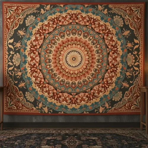 Miniatura 33 de Accnicc Tapiz bohemio con mandala floral para dormitorio, tapiz de pared con flores bohemias, pequeño, acuarela, azul, blanco, hippie, indio