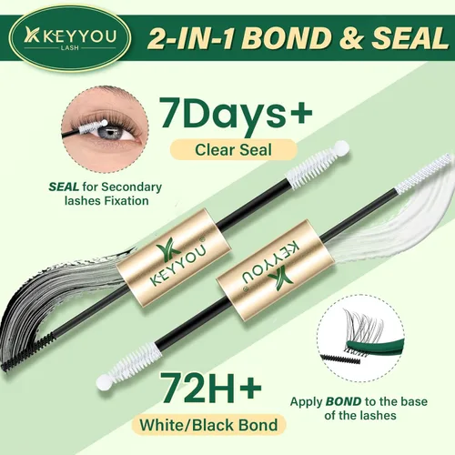 Miniatura 2 de KEYYOU Lash Bond and Seal Impermeable 0.3 fl oz – Pegamento de pestañas no irritante para pestañas individuales, sujeción fuerte de larga duración