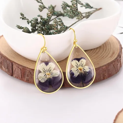 Miniatura 17 de Forget-Me-Not and Queen Anne's Lace Pressed Wildflower Earrings Pressed Flower Earrings Handmade Drop and Dangle Earrings Gift for Woman