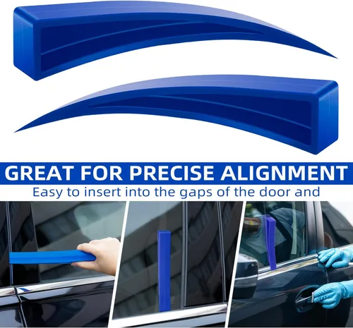 Miniatura 4 de Kit de reparación de abolladuras curvas de ventana de coche de 4 piezas con protector de ventana y cuña (Azul)