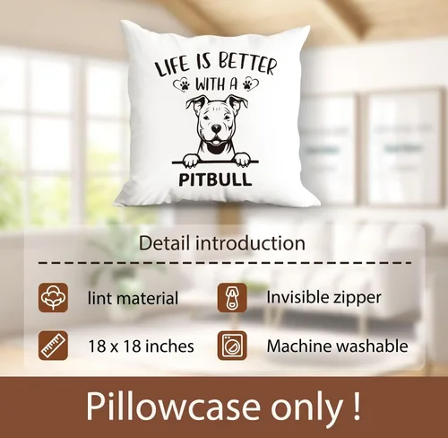 Miniatura 6 de huester Pitbull - Regalos para perros para decoración de habitación de mujeres, fundas de almohada de 18 x 18 pulgadas, Life is Better with a