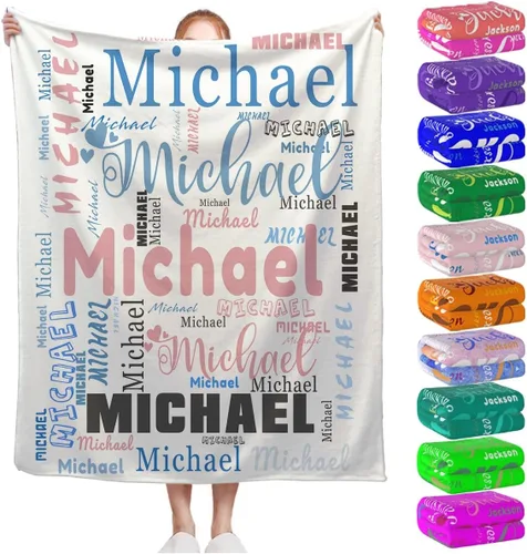 Miniatura 27 de Manta personalizada con nombre para niños, niñas, niños, adultos, hombres y mujeres, mantas personalizadas con nombre, regalos personalizados