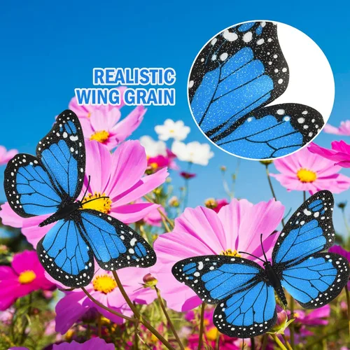 Miniatura 2 de AQUEENLY Decoración de mariposa monarca de 4.72 pulgadas, mariposas azules para manualidades, mariposas falsas de alta calidad, decoración de pared