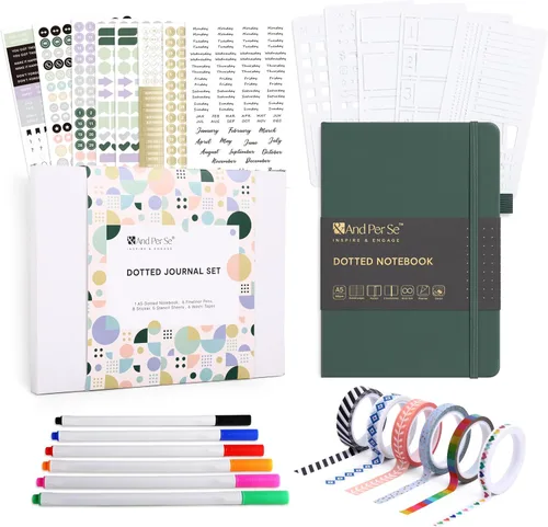 Miniatura 50 de &And Per Se Juego de diario y bolígrafo forrados (3 paquetes), cuaderno de tapa dura de cuero A5 con bolígrafo y juego de papelería, 160 páginas