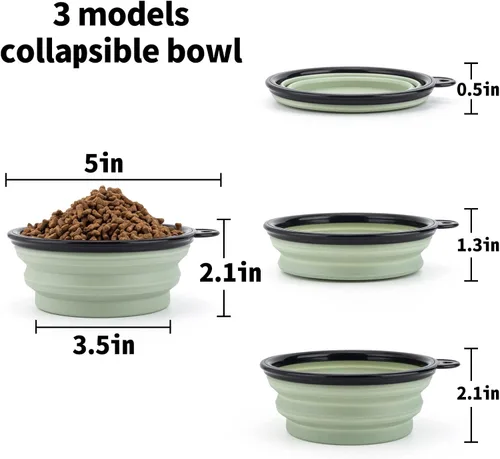 Miniatura 6 de SLSON Comedero plegable para mascotas, paquete de 2 cuencos para perros con tapas de cubierta, cuenco portátil plegable para agua para gatos