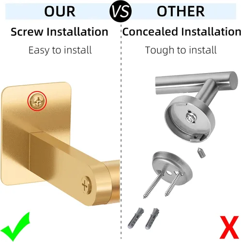 Miniatura 2 de Barra de Toalla de Baño, Toalleros de 24 Pulgadas para Pared de Baño Montado, Organizador de Toalla de Mano de Baño Resistente, Accesorios de Dorado