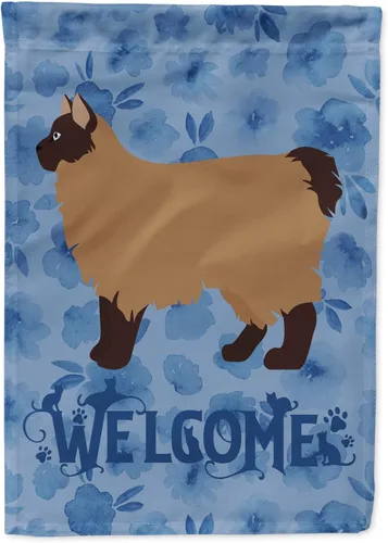 Miniatura 181 de Caroline's Treasures CK4813CHF - Bandera de bienvenida con gato abisinio azul, manga grande, para porche, para colgar en la pared, poliéster