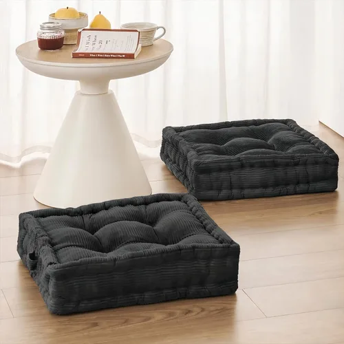 Miniatura 13 de Wellsin Almohadas cuadradas sólidas para el suelo para adultos y niños, cojín grande de meditación con espuma gruesa y funda de terciopelo lavable