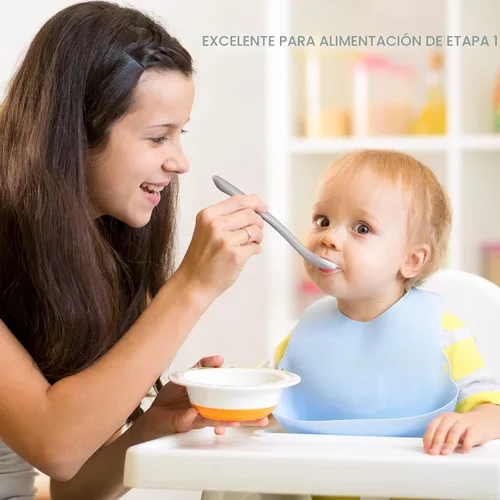 Miniatura 5 de Cucharas de silicona para alimentación de bebé, cucharas de bebé para primera etapa, cucharas de bebé para bebés, punta suave fácil para las encías