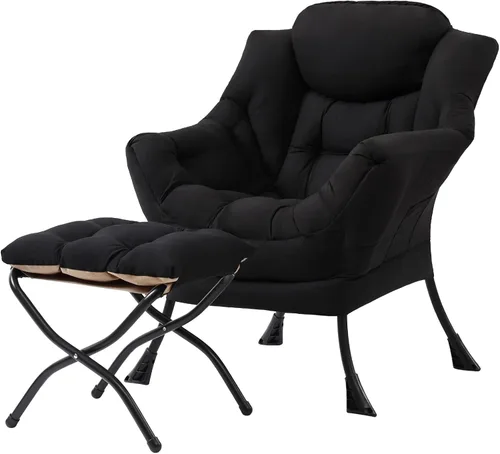 Miniatura 29 de Tiita - Sillón reclinable con otomana, grande, moderno, silla de ocio, de lectura, con reposapiés, para dormitorio, sala de estar, dormitorios, Gris