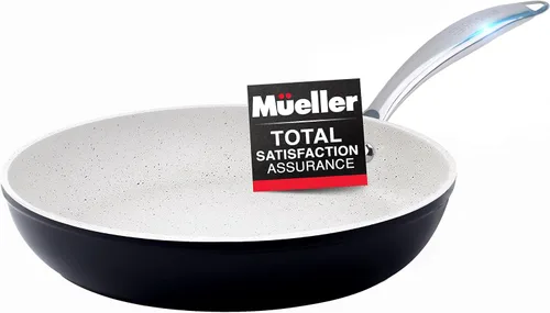 Mueller Sartén de 8 pulgadas, sin PFOA ni APEO, utensilios de cocina con revestimiento de piedra alemana antiadherente resistente, cuerpo de