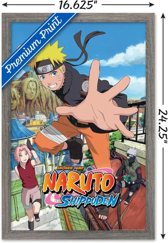 Miniatura 3 de Trends International Naruto Shippuden - Póster de pared de salto, 14.725 x 22.375 pulgadas, versión enmarcada de madera de granero