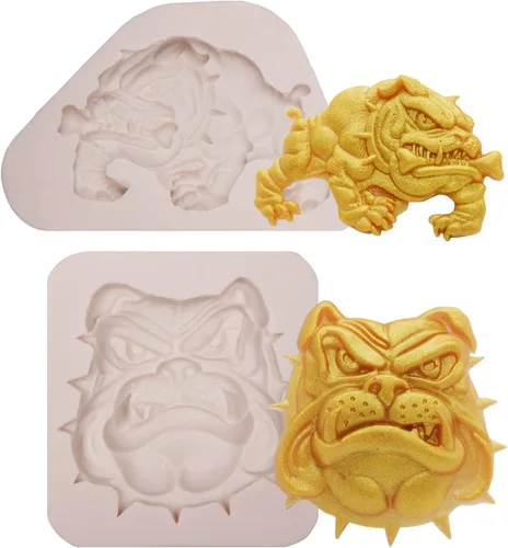 Moldes de silicona para fondant de bulldog francés, 2 piezas, moldes epoxi hechos a mano para decoración de pasteles, chocolate, caramelo, goma de