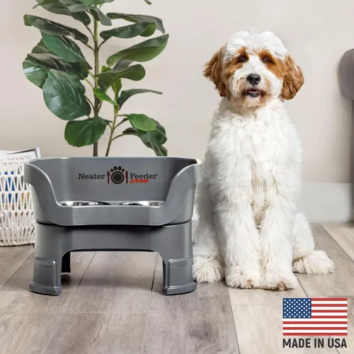 Miniatura 2 de Neater Feeder Deluxe - Soporte de tazón elevado para perro mediano, antidesorden y antiderrames, de Estados Unidos, extensiones en las patas, juego