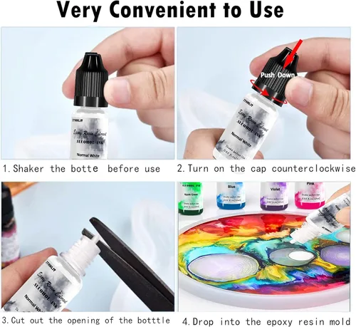 Miniatura 7 de Juego de tinta de alcohol – 48 botellas de colores vibrantes de alta concentración de tinta a base de alcohol, tinte de color de pintura de resina