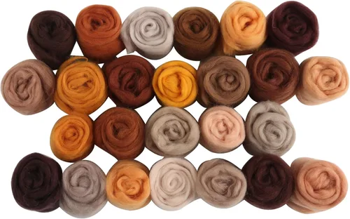 Miniatura 60 de 24 tipos de lana rosa, 4.23 oz (120 g), adecuado para fieltro húmedo y fieltro de aguja de telas hiladas de lana. Un paquete de prueba está Tonos
