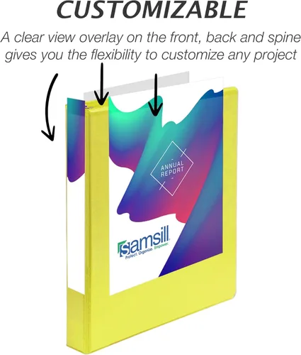Miniatura 234 de Samsill - Carpeta duradera de 5 pulgadas, fabricada en los Estados Unidos, con anillos en D, transparente y personalizable, color blanco