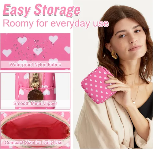 Miniatura 3 de Mini bolsa de maquillaje de nailon para bolso, pequeña y bonita bolsa con cremallera para cosméticos, bolsa impermeable para monedas de viaje