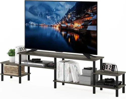 Miniatura 11 de Furinno JAYA - Soporte para TV, roble francés, gris/negro Roble Francés/Negro