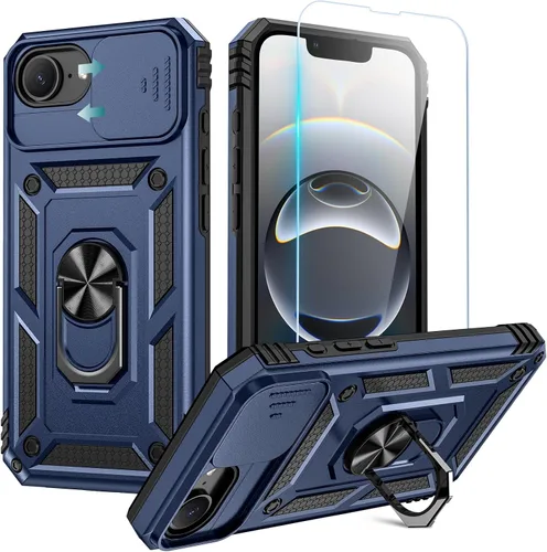 Miniatura 13 de Goton Funda para iPhone 14 Plus con Protector de Pantalla - Funda con Cubierta Deslizante para Cámara con Soporte de Anillo, Resistente de Grado