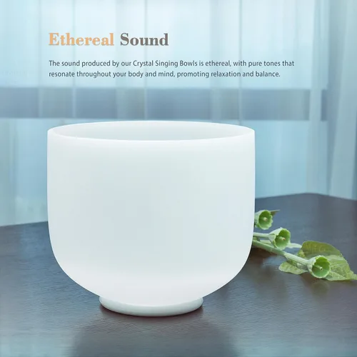 Miniatura 2 de TOPFUND 528 Hz Solfeggio Crystal Singing Bowl 8 inch with Heavy Duty Carrying Case and Suede Mallet