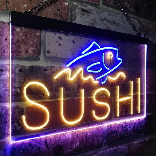 Miniatura 26 de ADVPRO Sushi Fish Sashimi Restaurant - Letrero de neón LED de doble color, azul y rojo, 12 x 8.5 pulgadas, st6s32-i3334-br