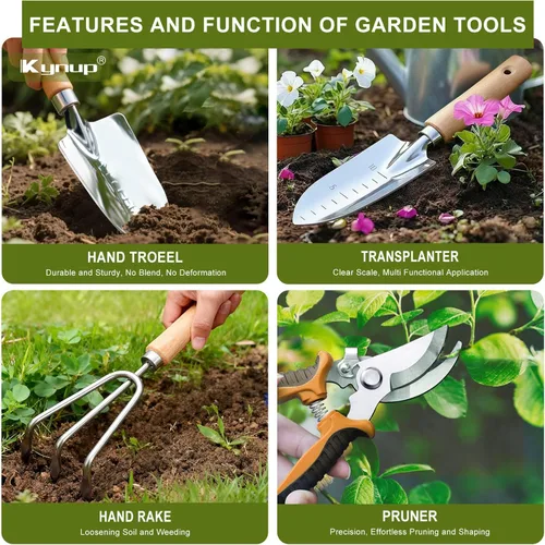 Miniatura 2 de Kynup Herramientas de jardinería, juego de herramientas de jardín con paleta de jardín, pala de jardín de mano, artículos esenciales de jardinería