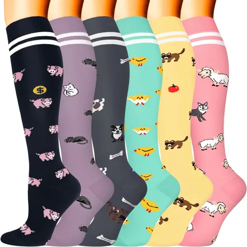 Miniatura 12 de Sooverki - Calcetines de compresión de cobre para circulación, para mujeres y hombres, 6 pares, para correr, atletismo, medicina, enfermería, viajes