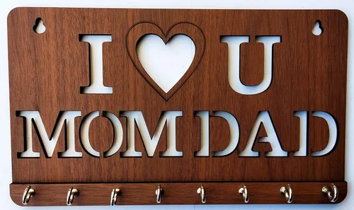 Miniatura 9 de Soporte familiar para llaves de pared de madera para decoración del hogar, soporte para llaveros, regalo para el mejor diseñador familiar del mundo