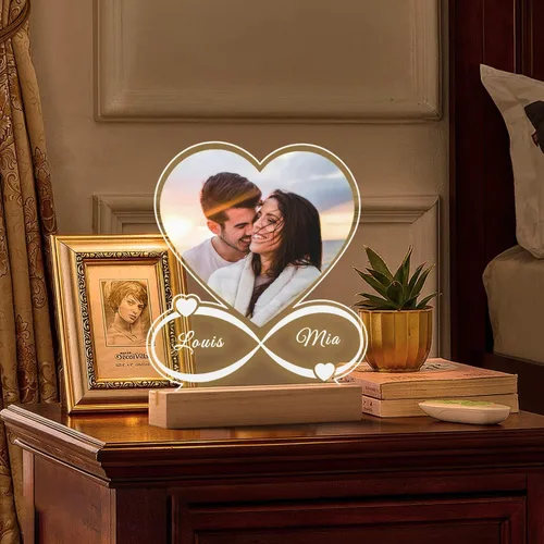 Miniatura 4 de LOUISMIAA Marcos de fotos personalizados, marco de fotos con luz nocturna, marco de fotos personalizado, regalos personalizados para aniversario