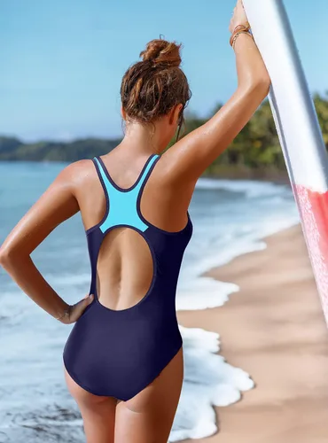 Miniatura 3 de CharmLeaks - Traje de baño deportivo de una pieza para mujer, con espalda cruzada