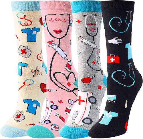Miniatura 3 de HAPPYPOP Calcetines divertidos de dentista enfermera médico libros médicos regalos novedosos para amantes de los libros dentistas enfermeras