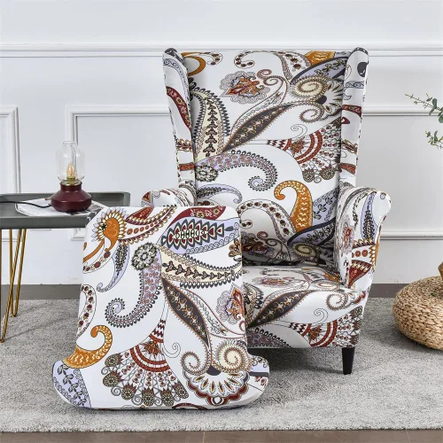 Miniatura 16 de Fundas para silla Wingback, 2 piezas, fundas elásticas elegantes para silla de ala con parte inferior elástica, protector de muebles para Hojas